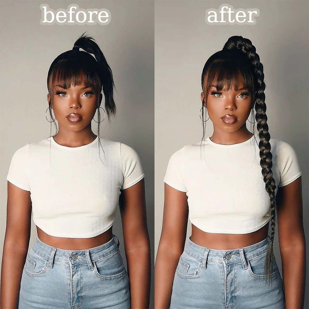 LIGHT ASH BLONDE 85CM LONG SYNTHETIC BRAIDED PONYTAIL EXTENSION