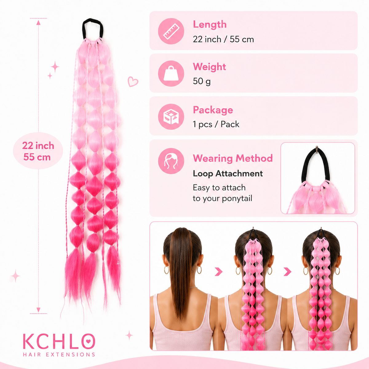Bubble Braid Hair Extensions 24" | Festival & Rave Hair