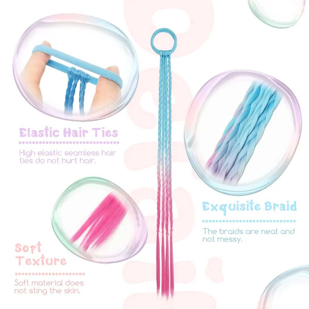 2PCS 40CM PURPLE & PINK CRAZY HAIR DAY COLORED BRAIDS HAIR EXTENSIONS