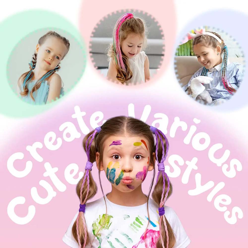 2PCS 40CM PURPLE & PINK CRAZY HAIR DAY COLORED BRAIDS HAIR EXTENSIONS