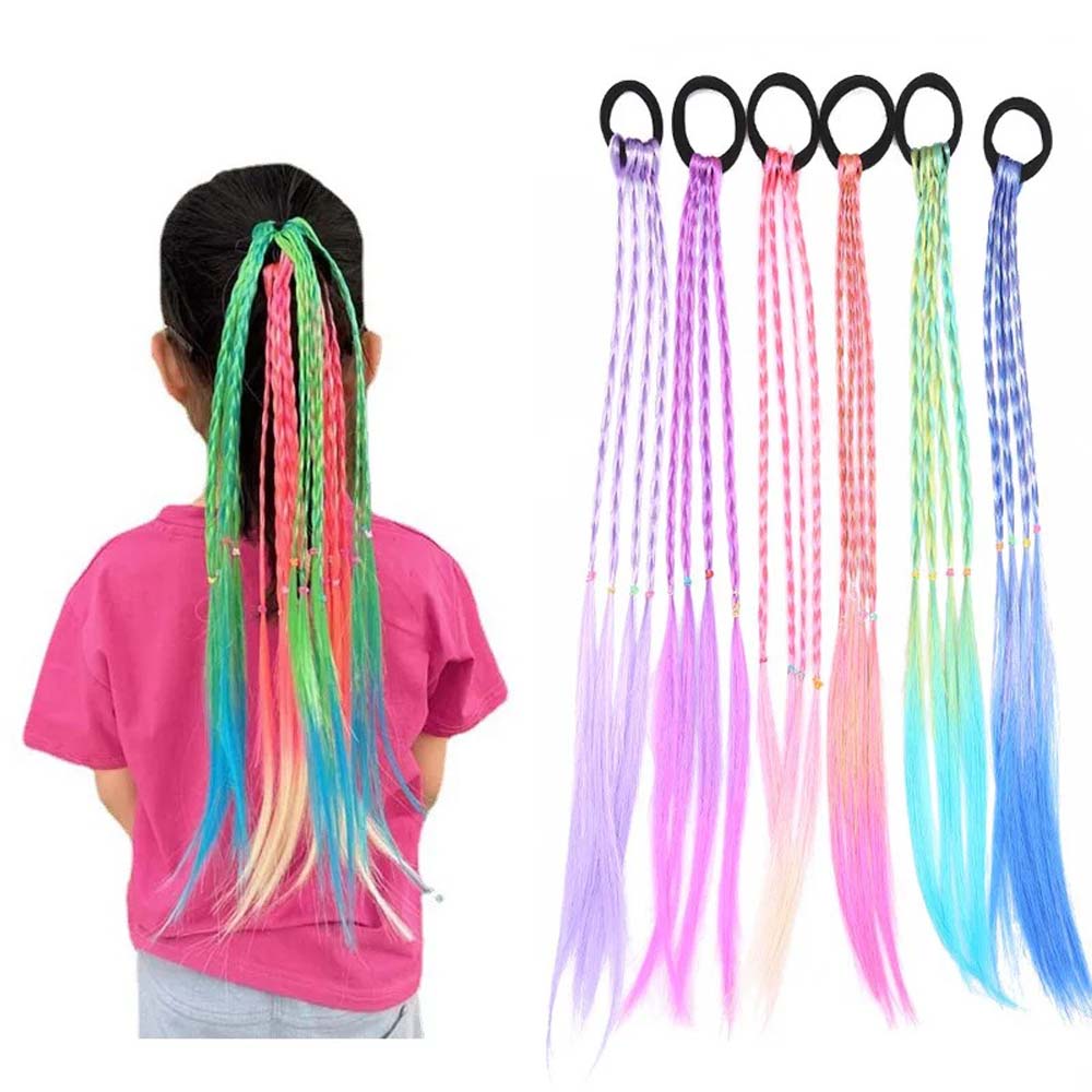 GREEN 50CM BRAID TWIST PONYTAIL WITH HAIR TIES