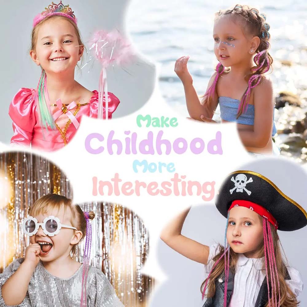 2PCS 40CM PURPLE & PINK CRAZY HAIR DAY COLORED BRAIDS HAIR EXTENSIONS