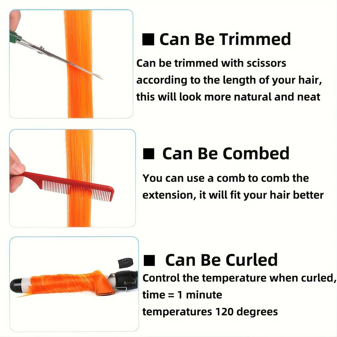 COLOURFUL CLIP-IN HAIR EXTENSIONS RAINBOW STREAKS FOR INSTANT HIGHLIGHTS