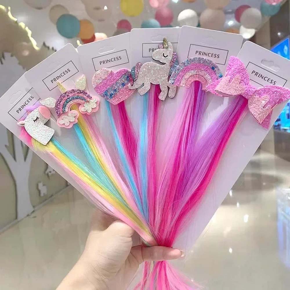 40CM RAINBOW HORSE HAIR CLIPS WITH COLORFUL EXTENSIONS