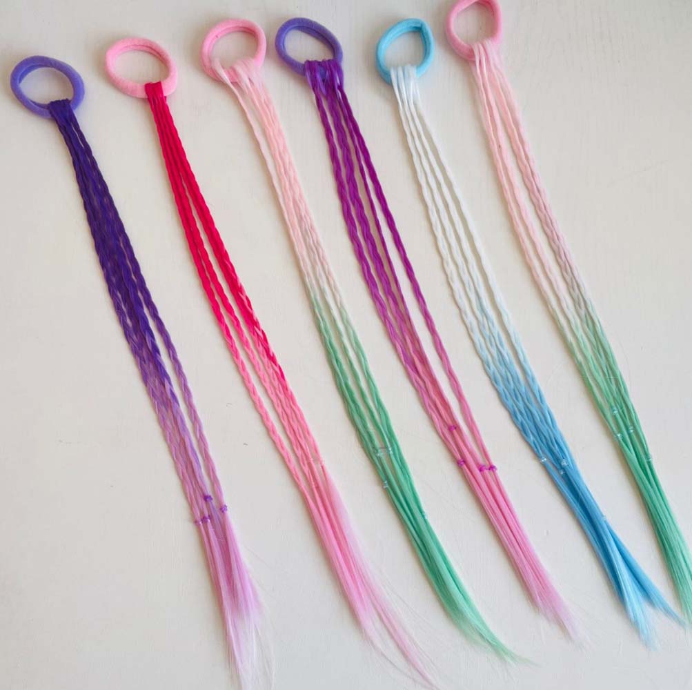 2PCS 40CM PURPLE & PINK CRAZY HAIR DAY COLORED BRAIDS HAIR EXTENSIONS