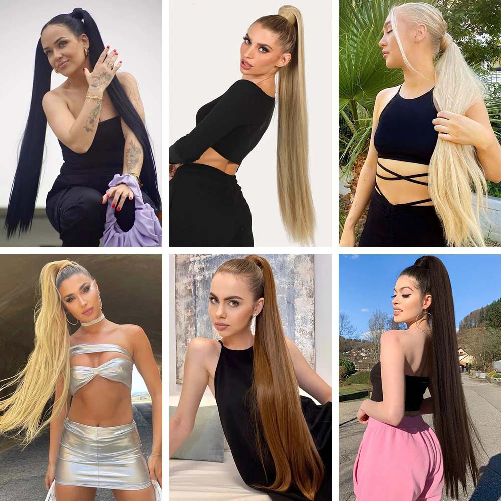 PLATINUM BLONDE SYNTHETIC STRAIGHT PONYTAIL HAIR EXTENSION
