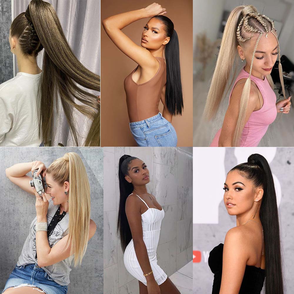 PLATINUM BLONDE SYNTHETIC STRAIGHT PONYTAIL HAIR EXTENSION