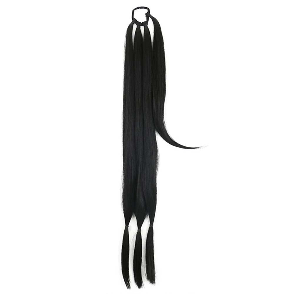 BLACK 85CM LONG SYNTHETIC BRAIDED PONYTAIL EXTENSION