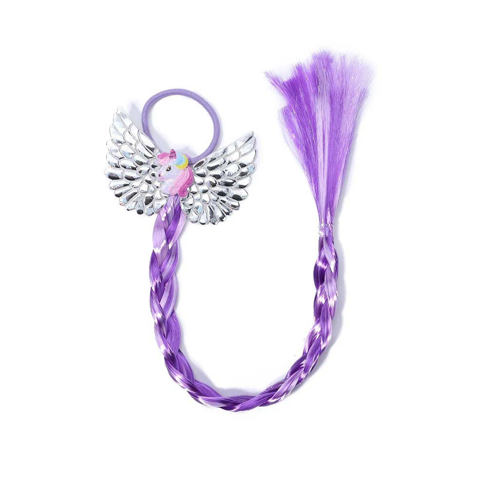 UNICORN BUTTERFLY BRAIDED HAIR PIECE WITH ELASTIC RUBBER BAND