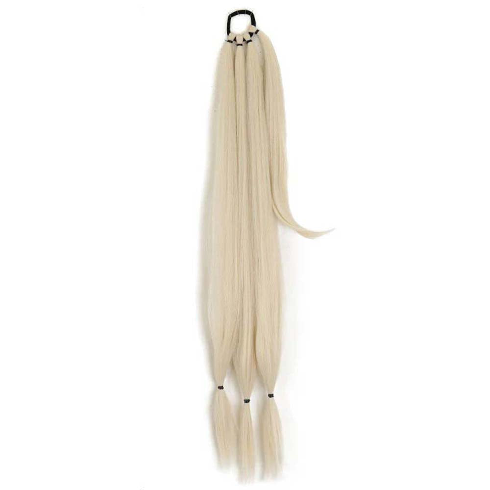 PLATINUM BLONDE 85CM LONG SYNTHETIC BRAIDED PONYTAIL EXTENSION