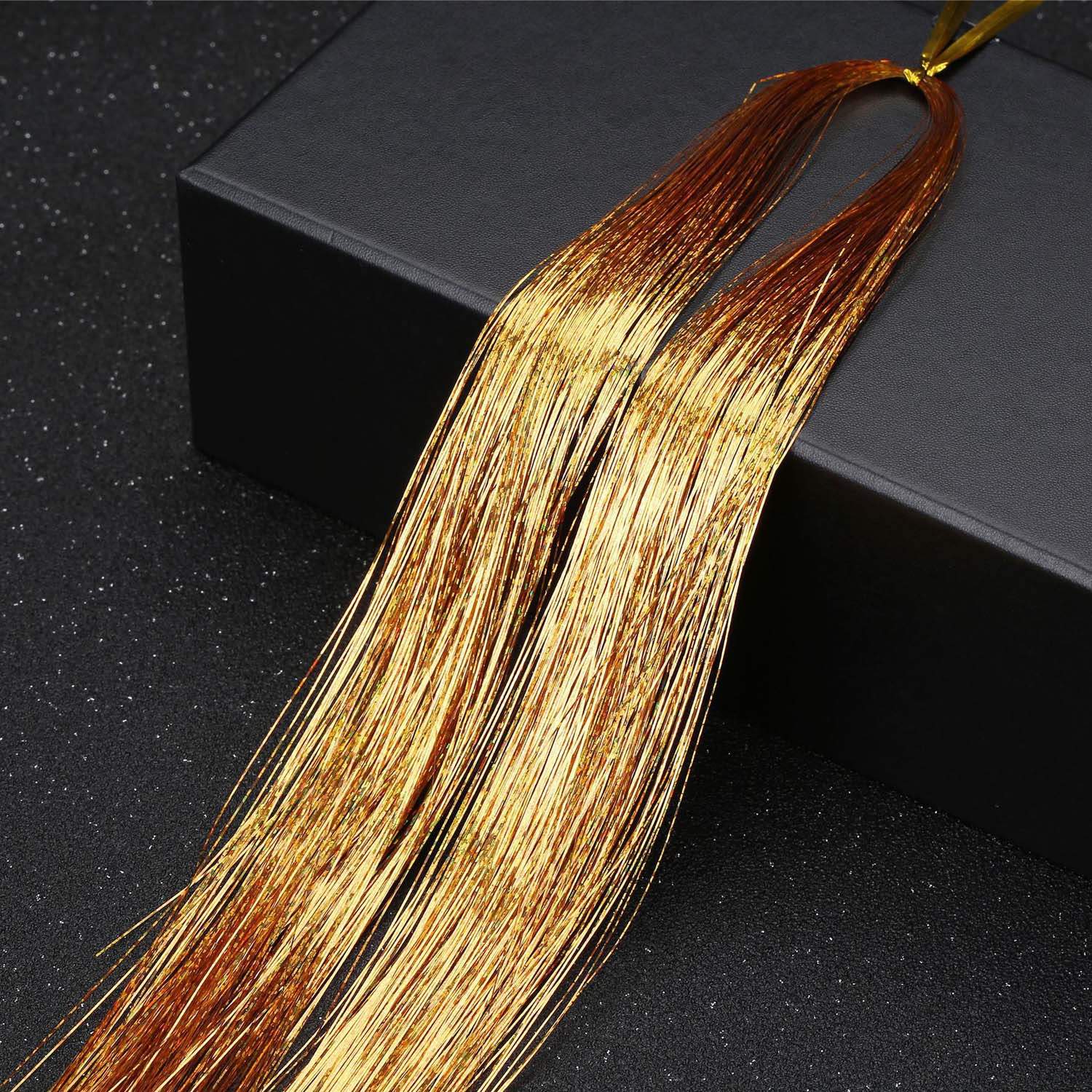 CHAMPAGNE  SYNTHETIC HAIR TINSEL SPARKLE HOLOGRAPHIC HAIR HIGHLIGHT