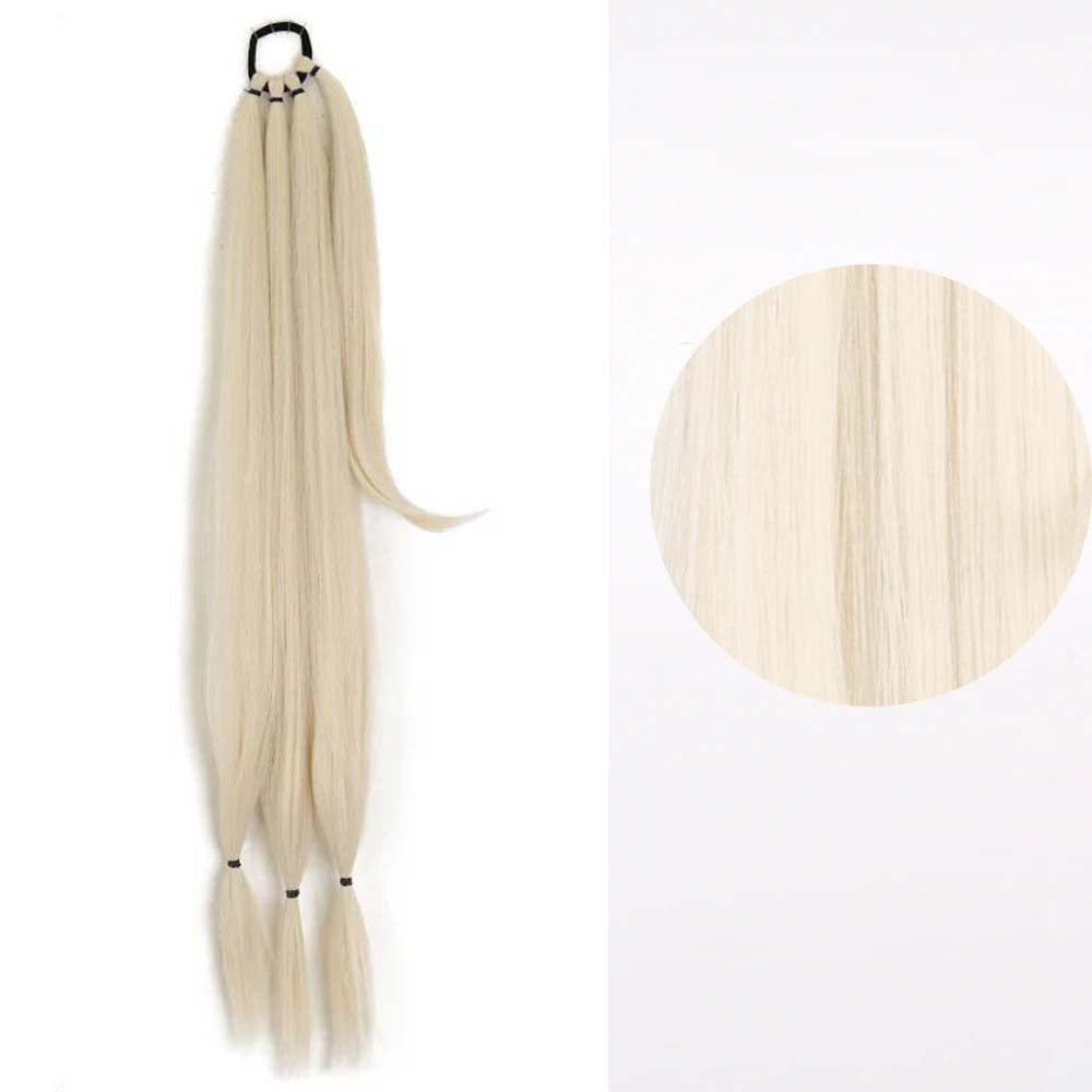 PLATINUM BLONDE 85CM LONG SYNTHETIC BRAIDED PONYTAIL EXTENSION