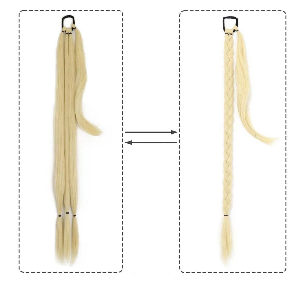 LIGHT BLONDE 85CM LONG SYNTHETIC BRAIDED PONYTAIL EXTENSION