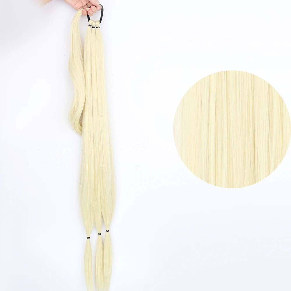 LIGHT BLONDE 85CM LONG SYNTHETIC BRAIDED PONYTAIL EXTENSION