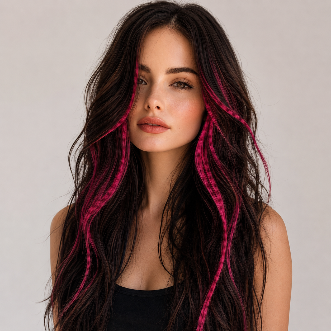 PINK CLIP IN FEATHER HAIR EXTENSIONS COLORFUL SYNTHETIC HIGHLIGHTS