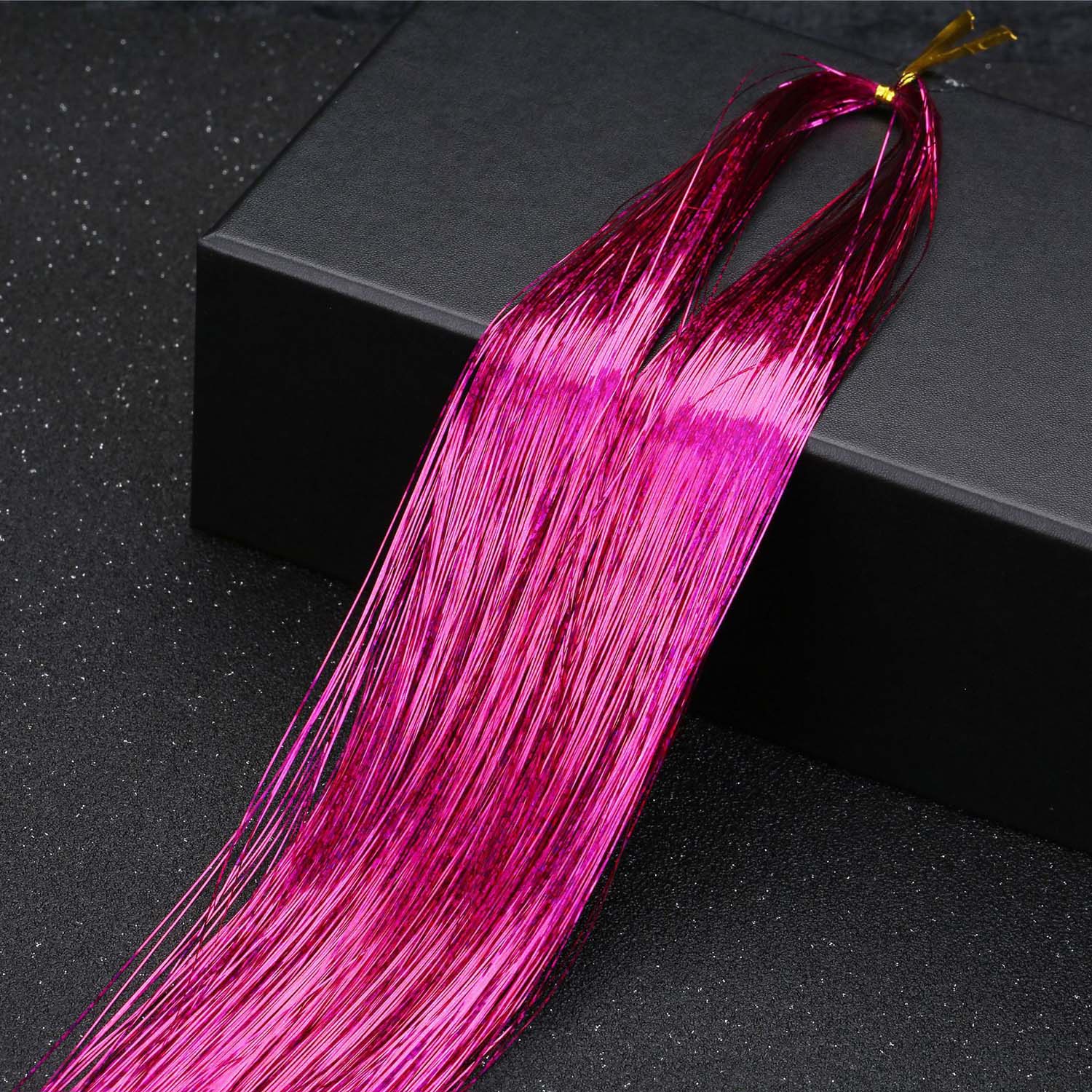 ROSE SYNTHETIC HAIR TINSEL SPARKLE HOLOGRAPHIC HAIR HIGHLIGHT