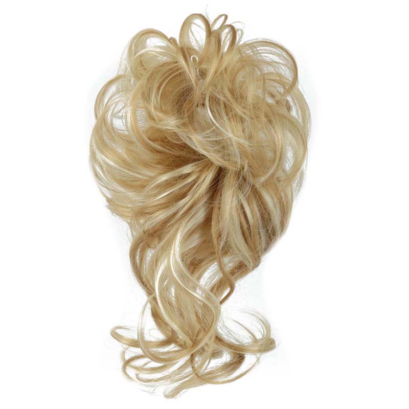 LIGHT BLONDE 20CM SYNTHETIC HAIR BUN EXTENSIONS MESSY CURLY SCRUNCHIES