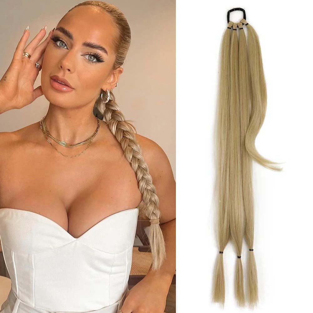 CARAMEL BLONDE 85CM LONG SYNTHETIC BRAIDED PONYTAIL EXTENSION