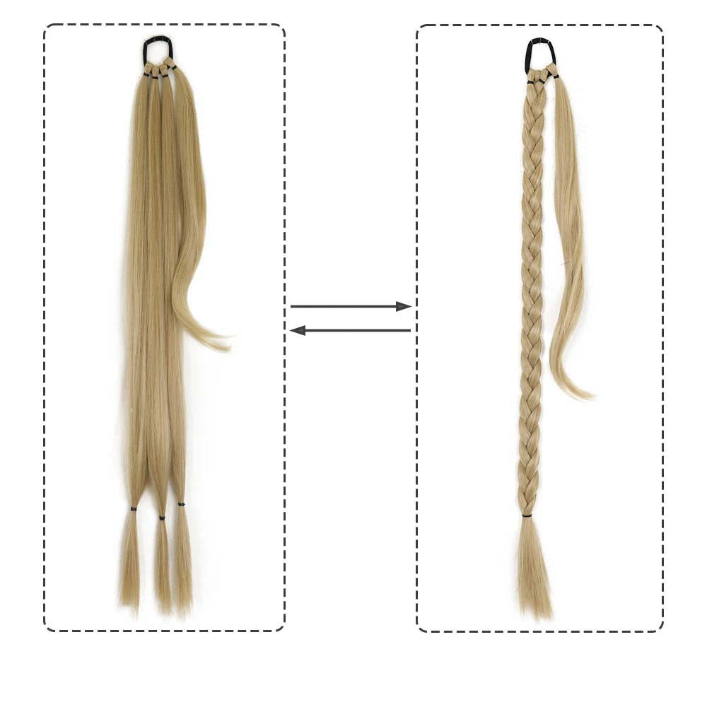 CARAMEL BLONDE 85CM LONG SYNTHETIC BRAIDED PONYTAIL EXTENSION