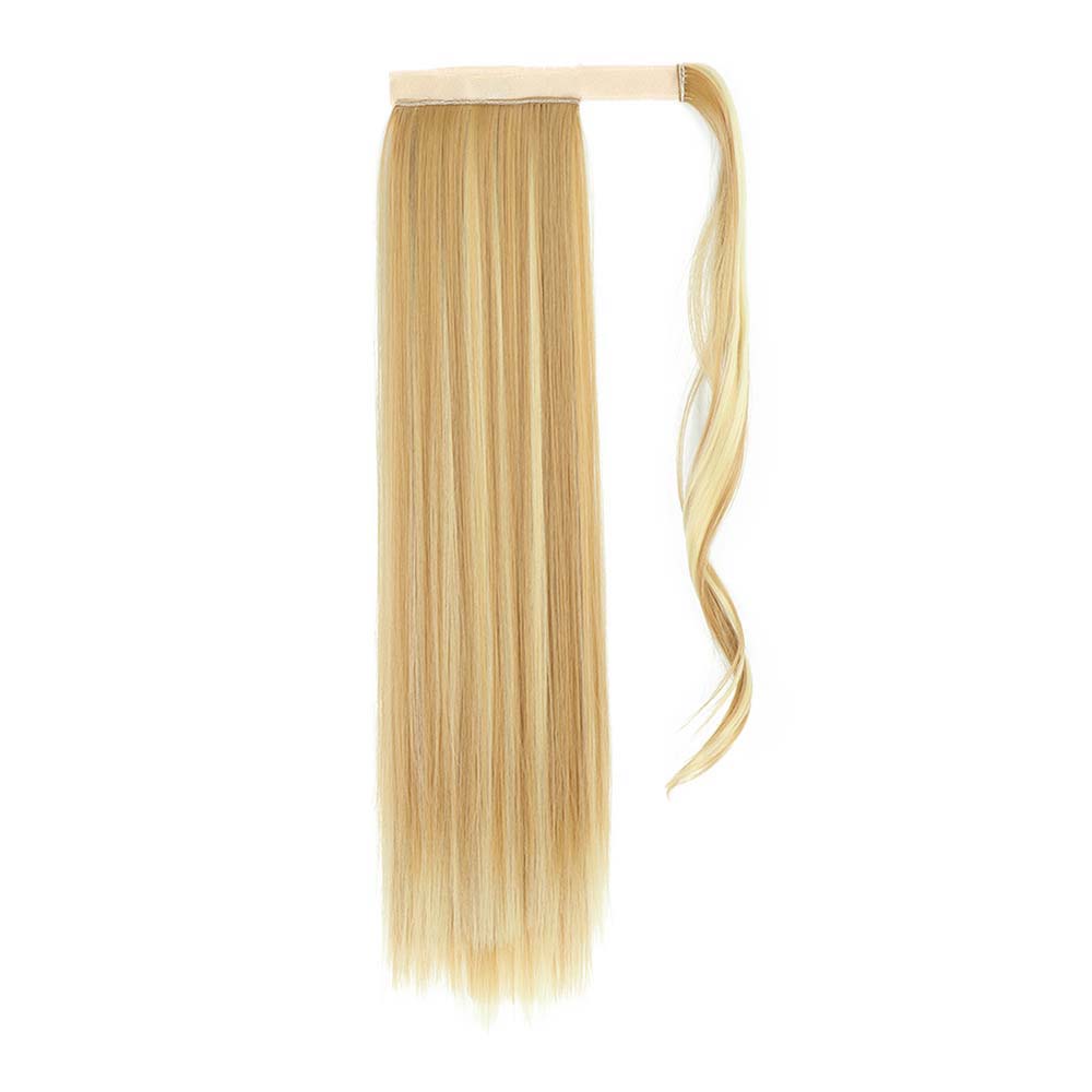 WARM HIGHLIGHTED BLONDE SYNTHETIC STRAIGHT PONYTAIL HAIR EXTENSION