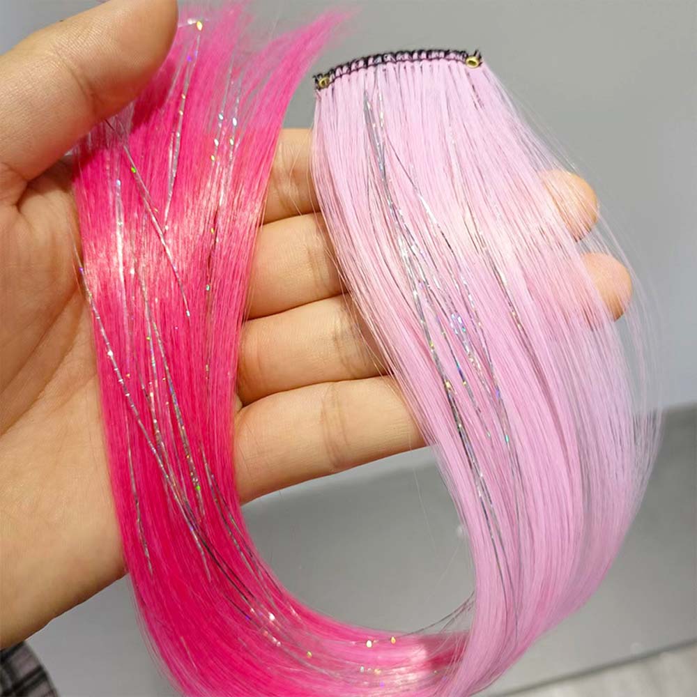 PINK & ROSE 40CM TINSEL CLIP IN HAIR EXTENSIONS HAIR HIGHLIGHTS