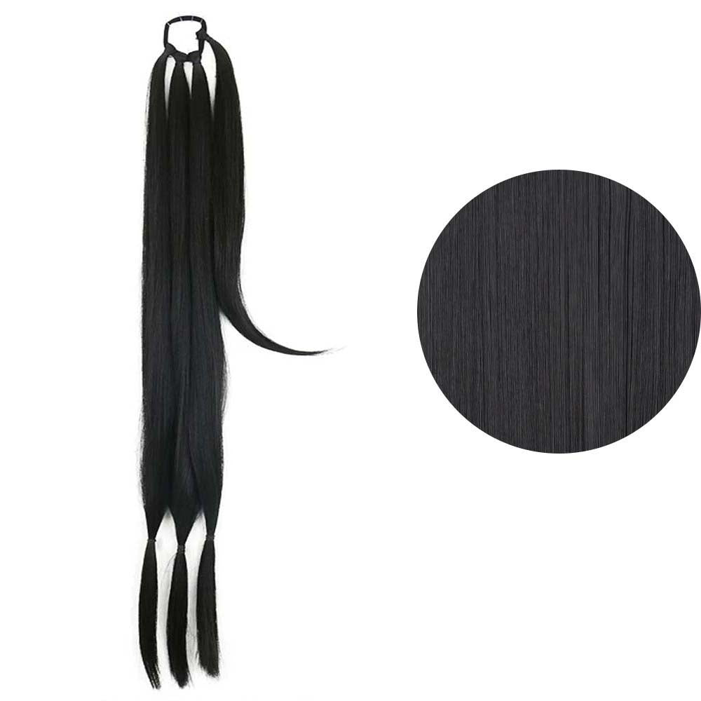 BLACK 85CM LONG SYNTHETIC BRAIDED PONYTAIL EXTENSION