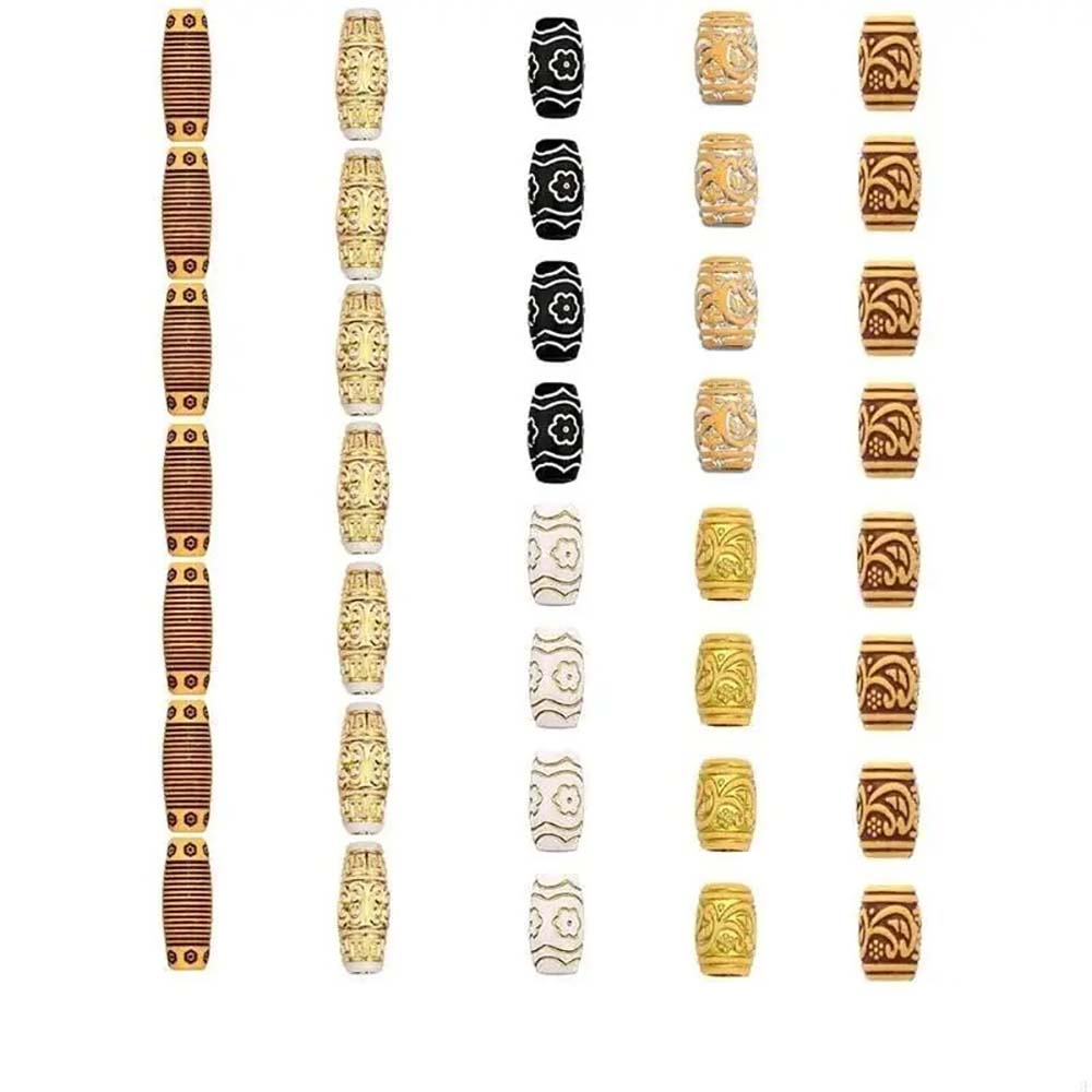 38PCS PLASTIC & WOODEN HAIR BEADS