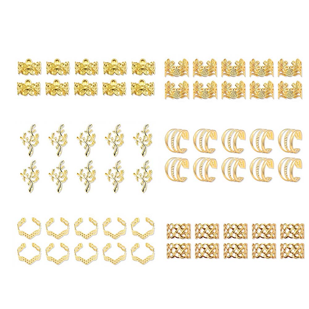 60PCS HOLLOW LEAF HAIR CUFFS BRAID CUFFS