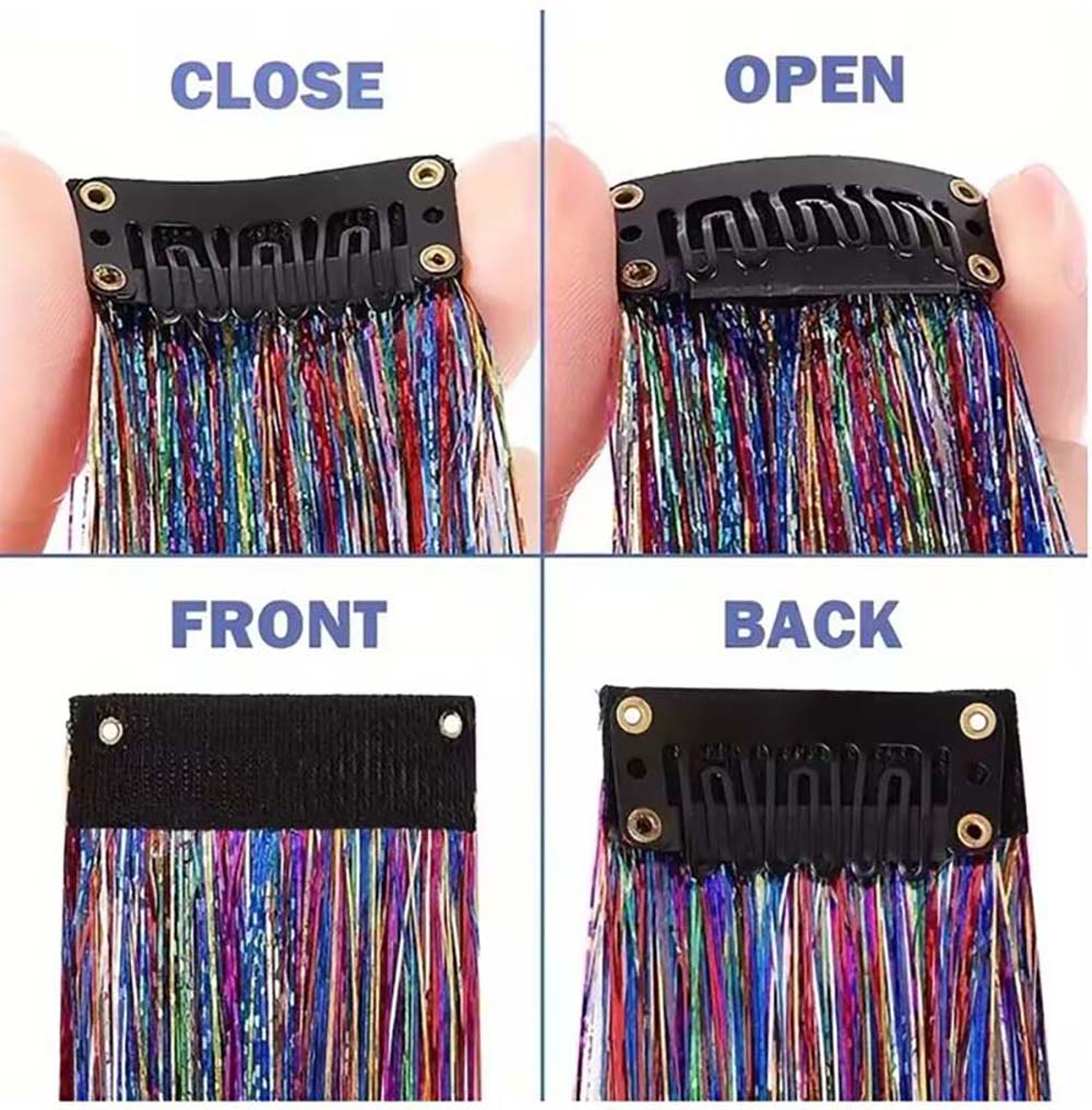 CLIP IN HAIR EXTENSIONS LONG SYNTHETIC COLORED HIGHLIGHTS