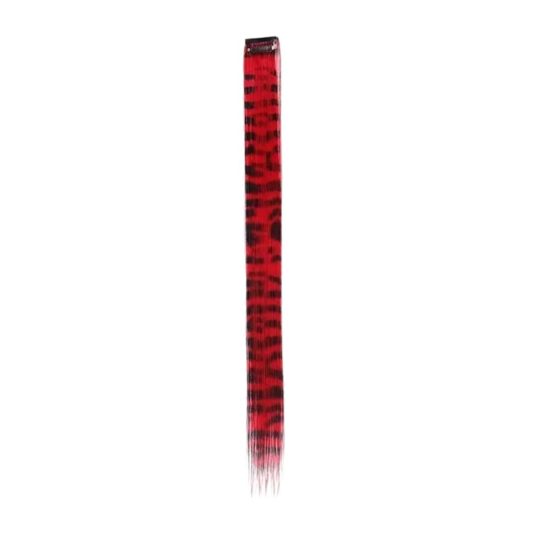 RED CLIP IN FEATHER HAIR EXTENSIONS COLORFUL SYNTHETIC HIGHLIGHTS