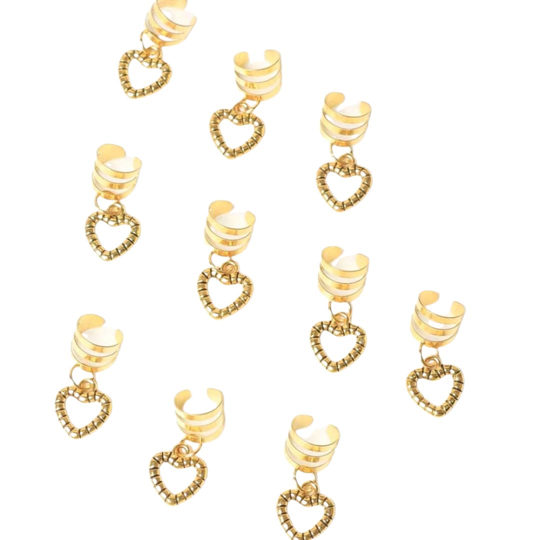 10PCS BOHO HEART BRAID CUFFS HAIR CUFFS