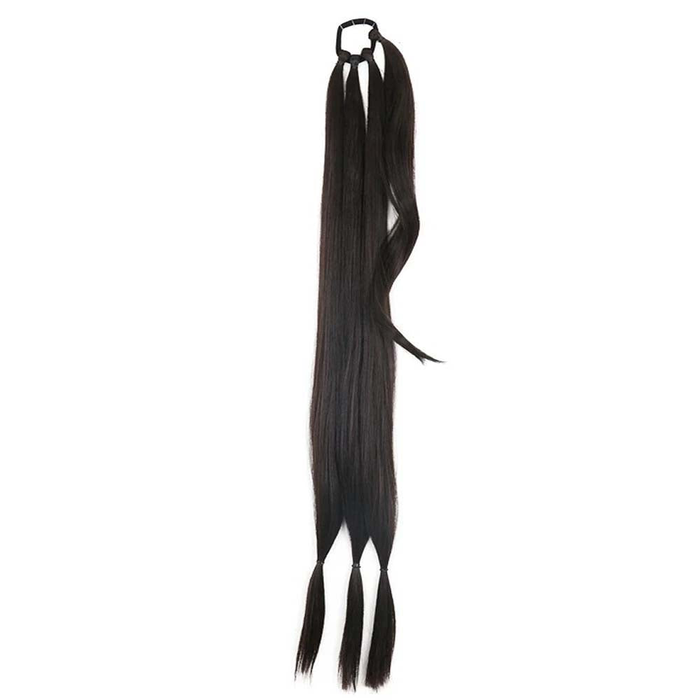 DARK BROWN 85CM LONG SYNTHETIC BRAIDED PONYTAIL EXTENSION