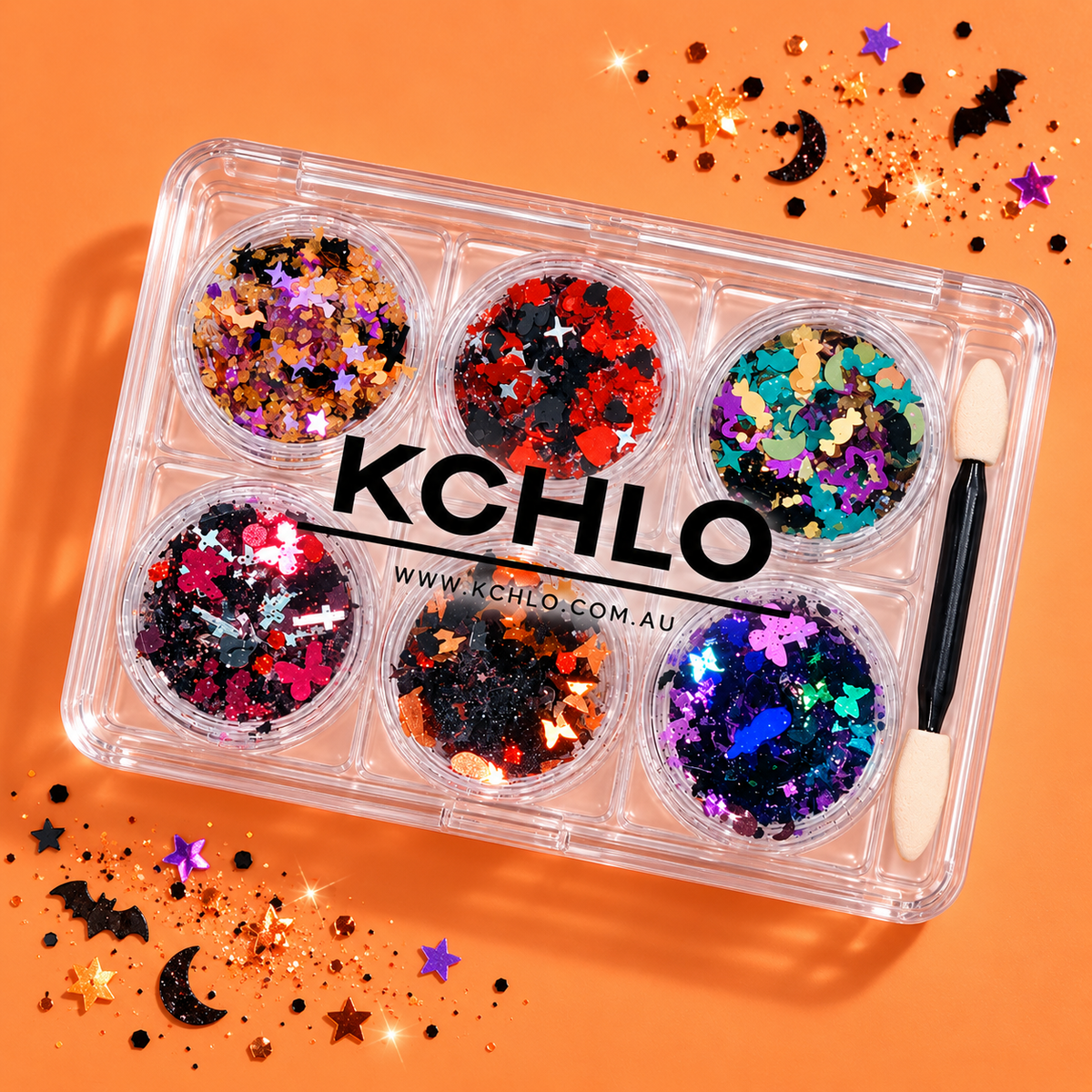 HALLOWEEN NIGHT HAIR, FACE & BODY GLITTER GEL 6 COLORS