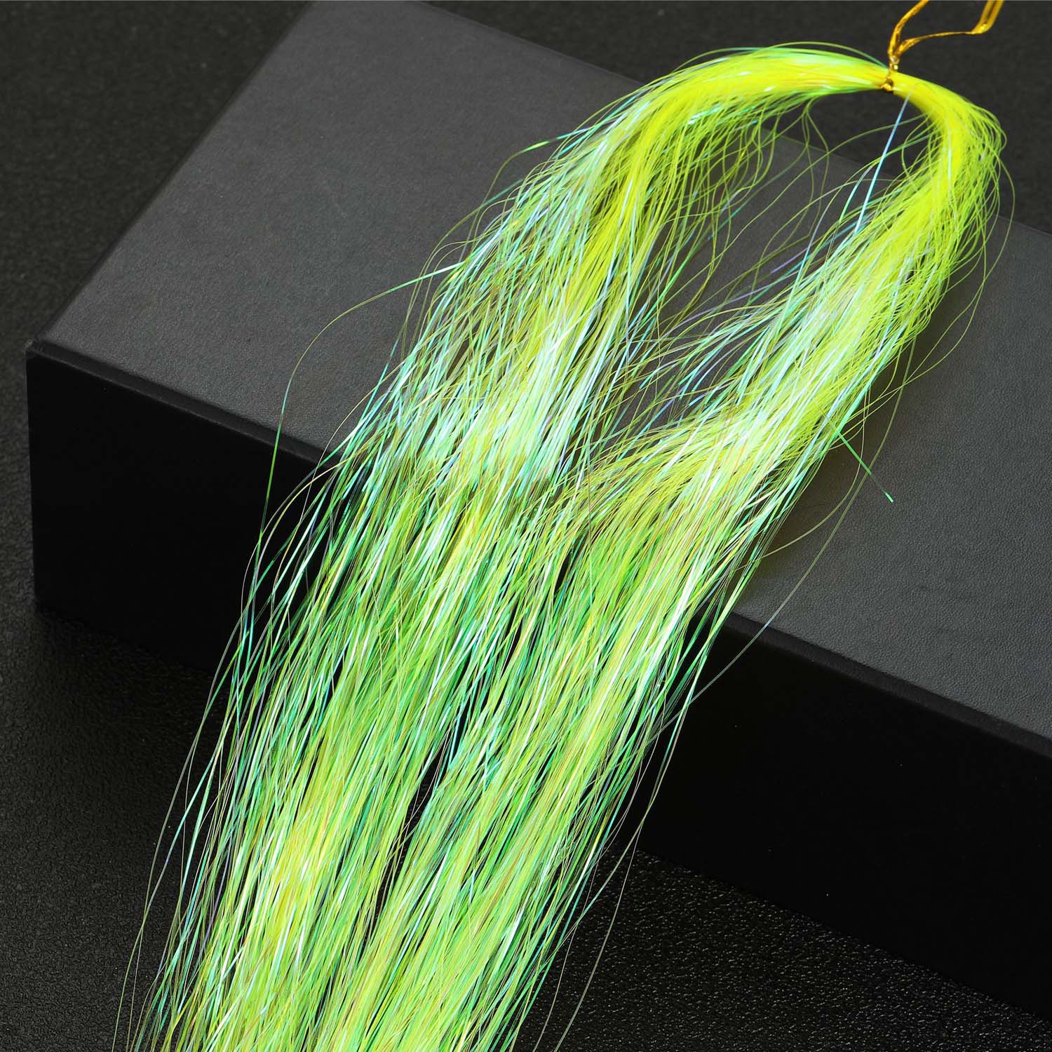 TRANSPARENT YELLOW SYNTHETIC HAIR TINSEL SPARKLE HOLOGRAPHIC HAIR HIGHLIGHT