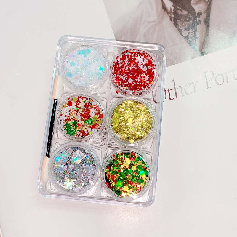 CHRISTMAS HAIR, FACE & BODY GLITTER GEL 6 COLORS
