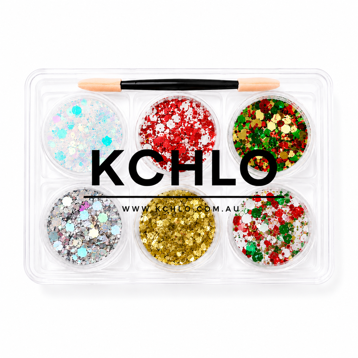 CHRISTMAS HAIR, FACE & BODY GLITTER GEL 6 COLORS