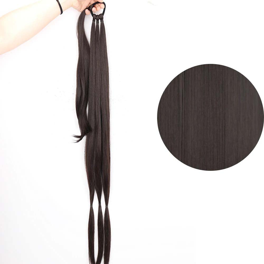 DARK BROWN 85CM LONG SYNTHETIC BRAIDED PONYTAIL EXTENSION