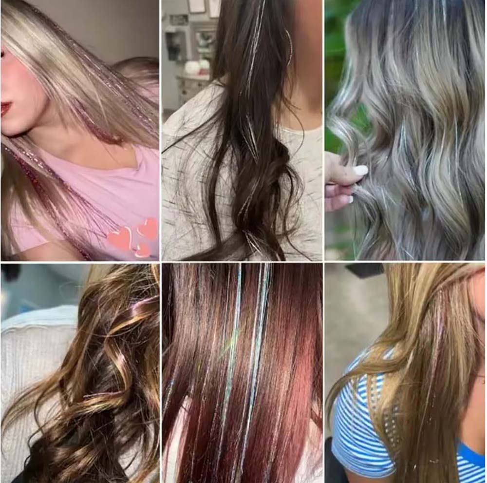 COFFEE CLIP IN HAIR EXTENSIONS LONG SYNTHETIC COLORED HIGHLIGHTS