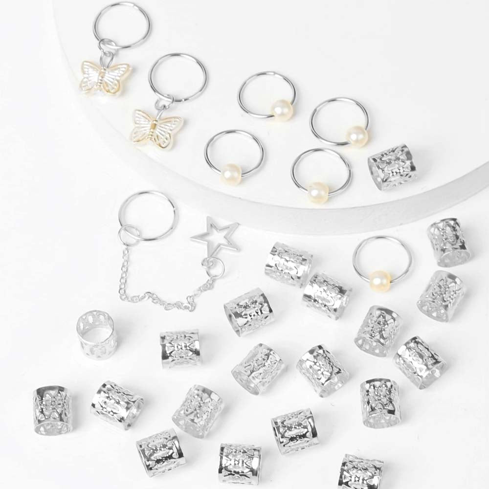 28PCS BOHO GOLD BUTTERFLY HAIR RINGS HAIR CUFFS BRAID RINGS