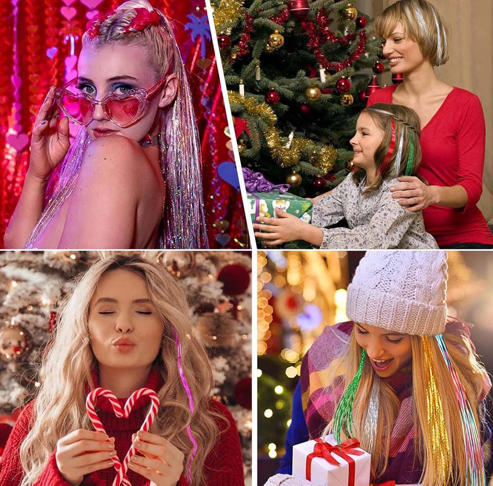 CLIP IN HAIR EXTENSIONS LONG SYNTHETIC COLORED HIGHLIGHTS