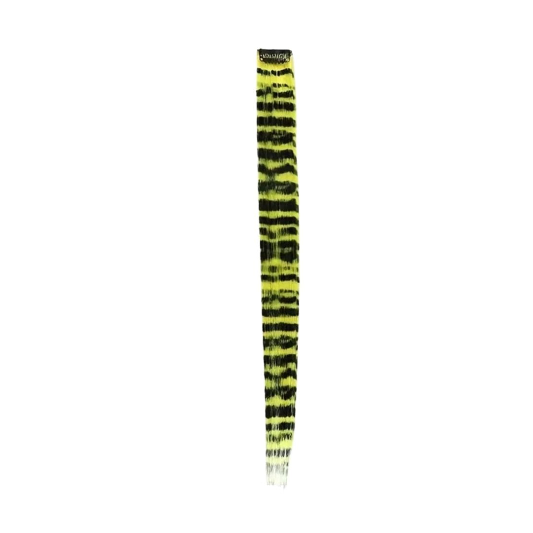 YELLOW CLIP IN FEATHER HAIR EXTENSIONS COLORFUL SYNTHETIC HIGHLIGHTS