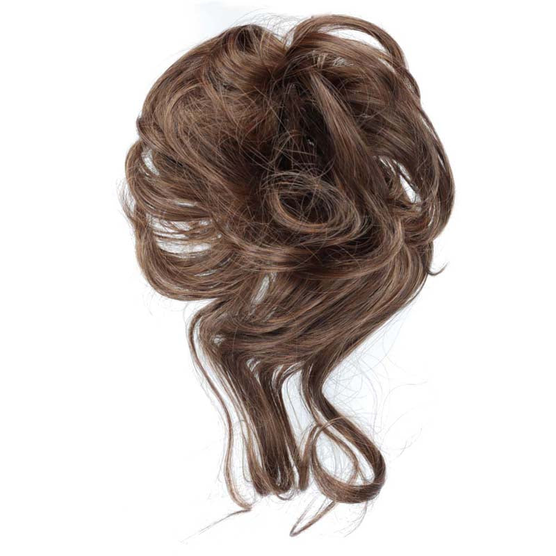 DARK BROWN 20CM SYNTHETIC HAIR BUN EXTENSIONS MESSY CURLY SCRUNCHIES