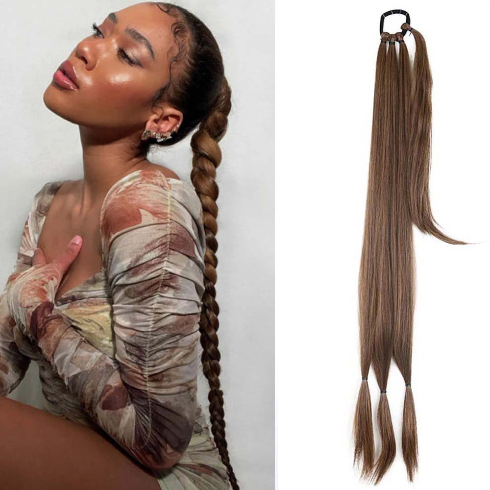 LIGHT BROWN 85CM LONG SYNTHETIC BRAIDED PONYTAIL EXTENSION