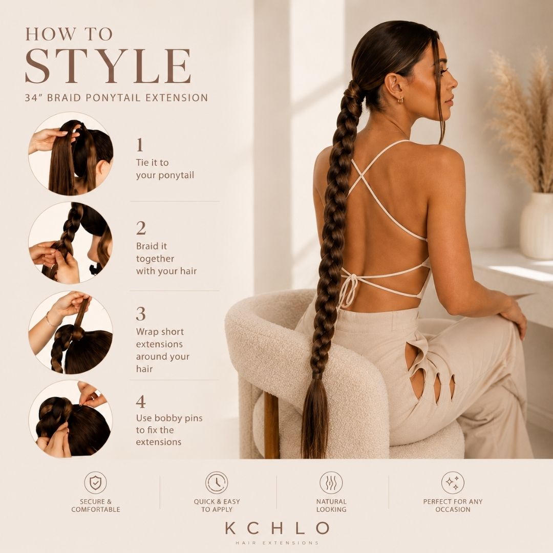 CHOCOLATE BROWN 85CM LONG SYNTHETIC BRAIDED PONYTAIL EXTENSION