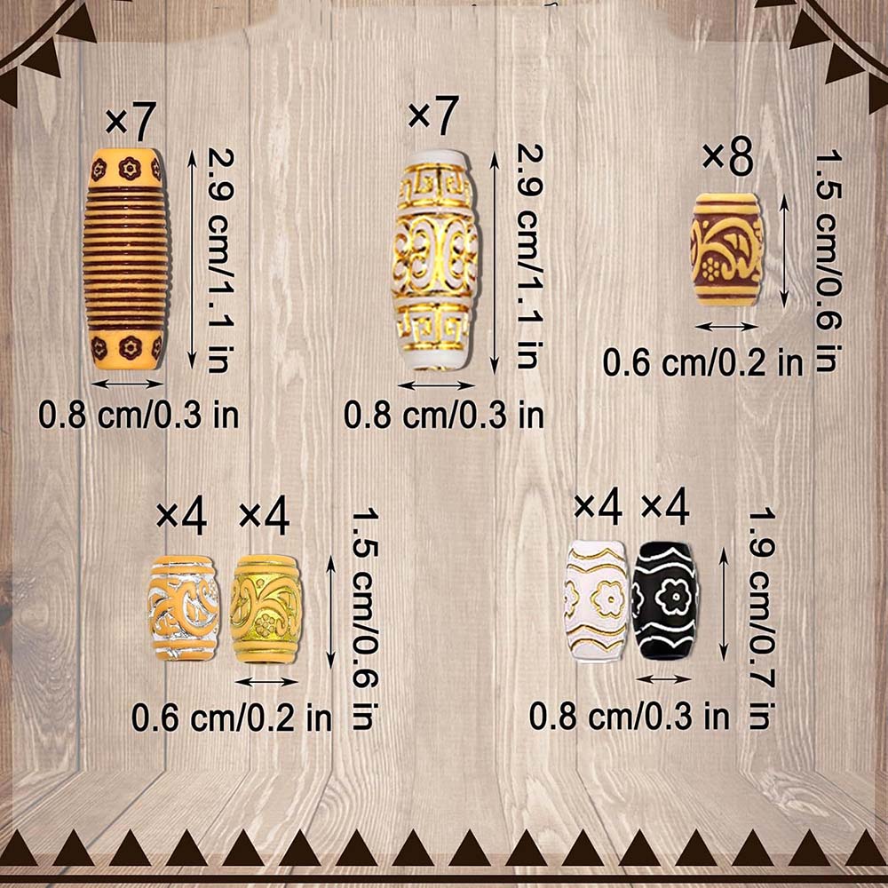 38PCS PLASTIC & WOODEN HAIR BEADS