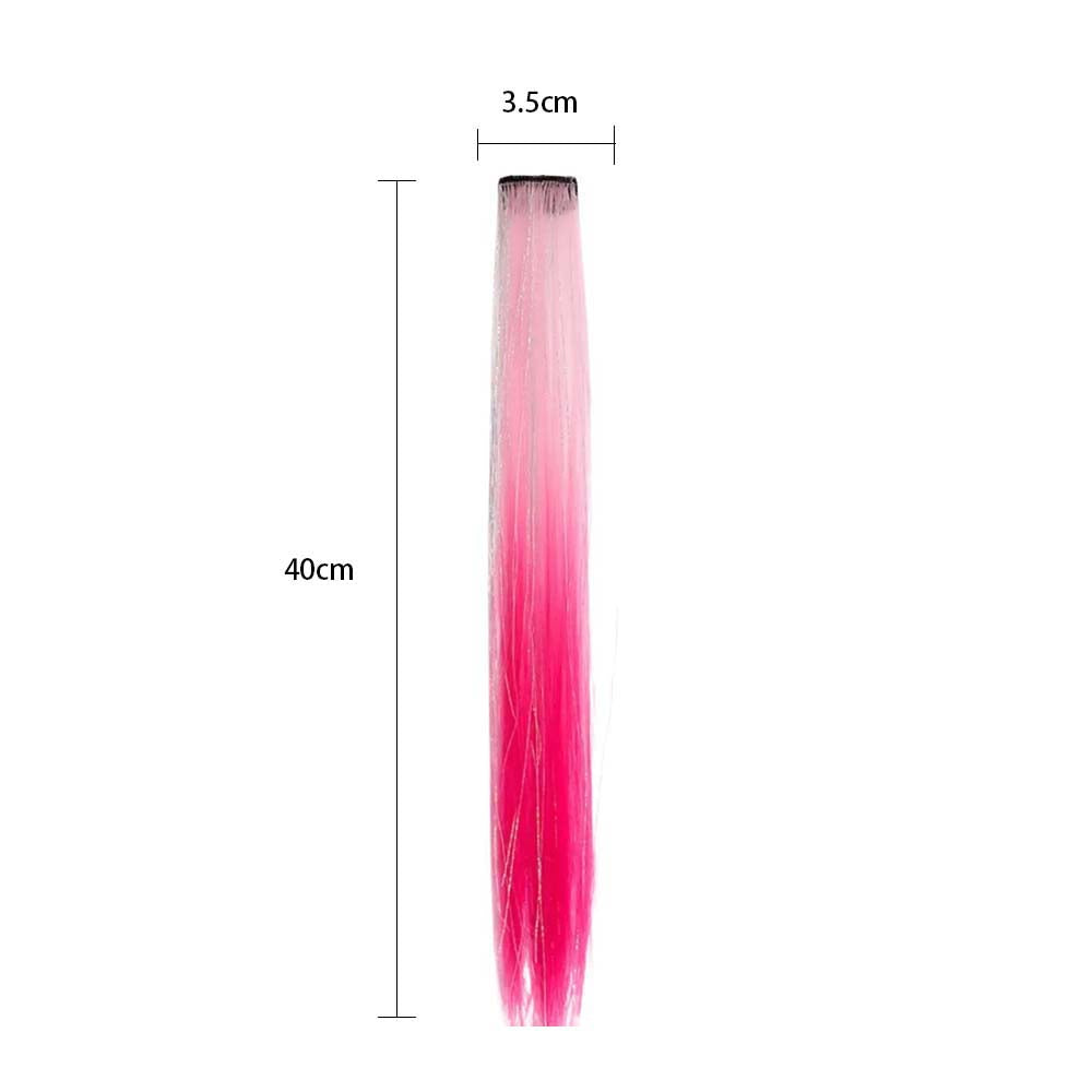 BEIGE & PINK 40CM TINSEL CLIP IN HAIR EXTENSIONS HAIR HIGHLIGHTS