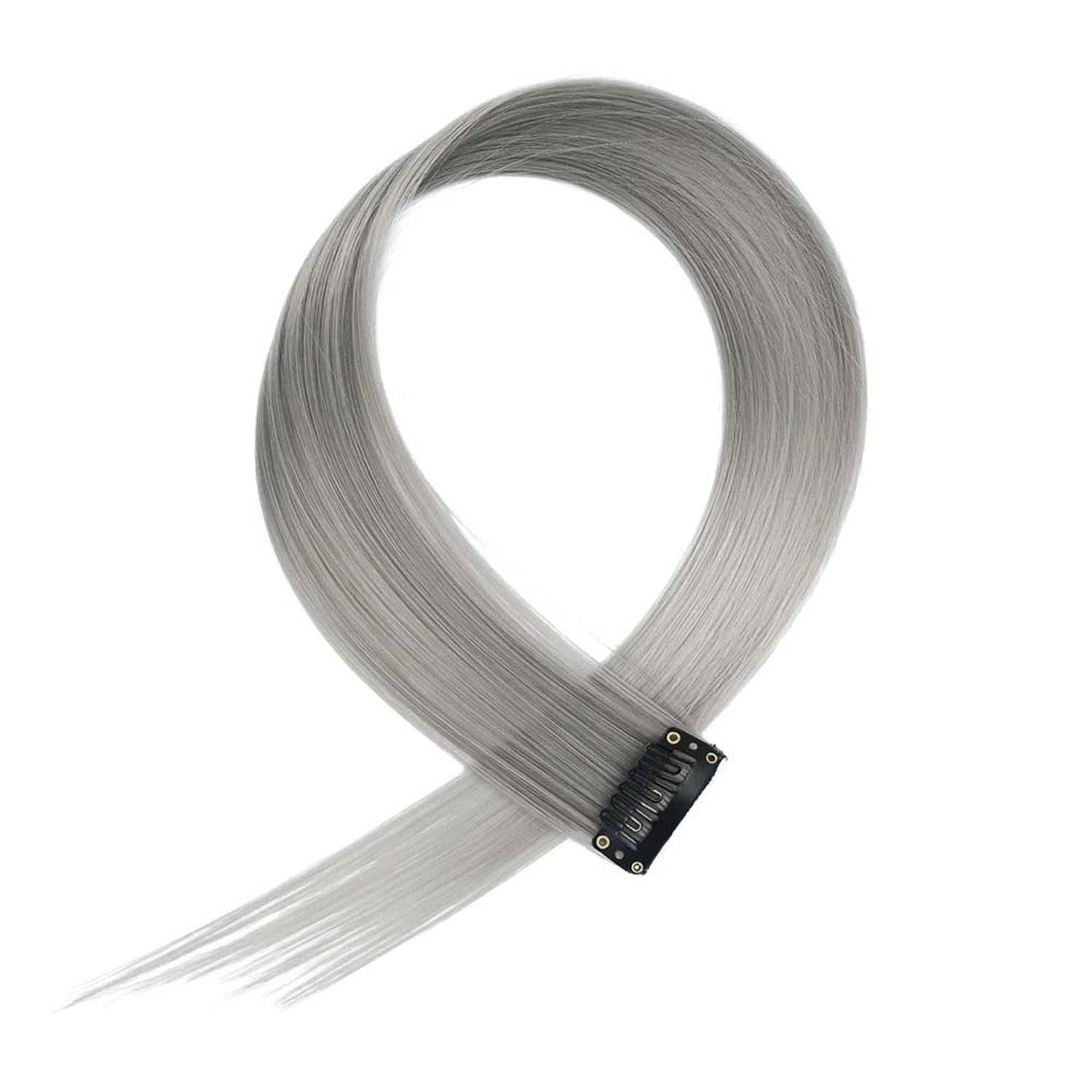 GREY CLIP IN HAIR EXTENSIONS HAIR HIGHLIGHTS