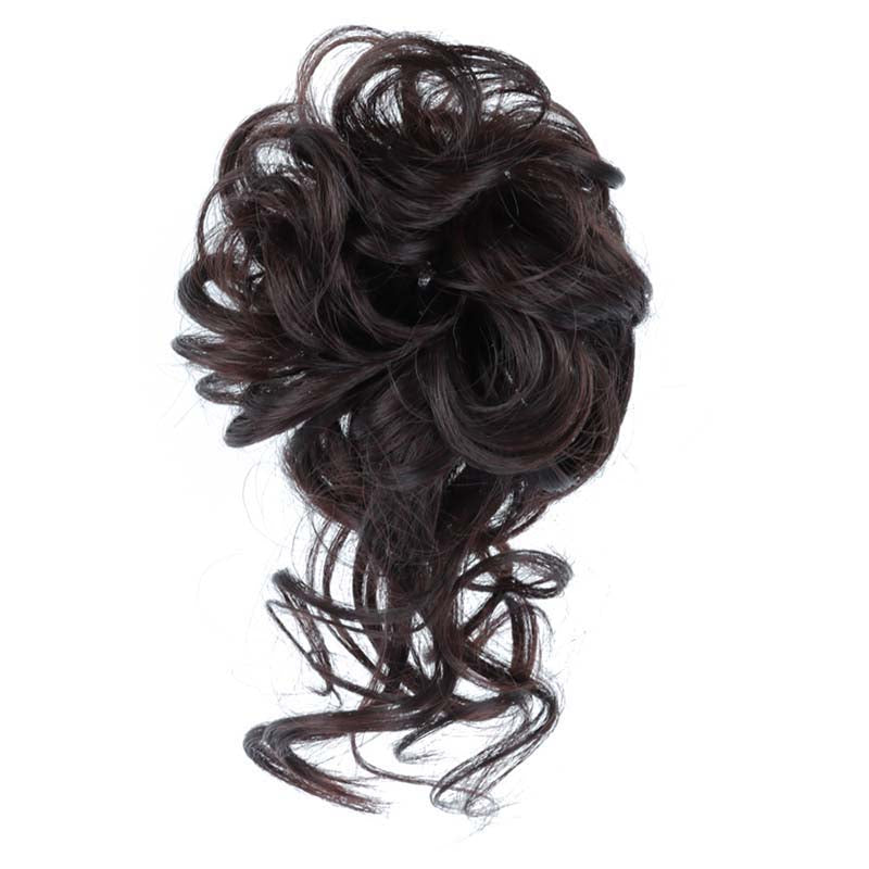 OFF BLACK 20CM SYNTHETIC HAIR BUN EXTENSIONS MESSY CURLY SCRUNCHIES