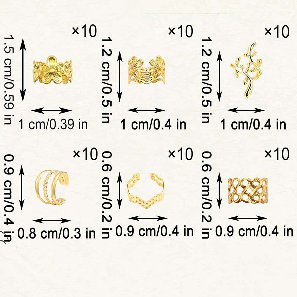 60PCS HOLLOW LEAF HAIR CUFFS BRAID CUFFS