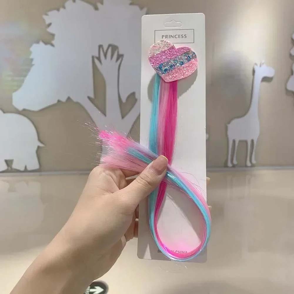 40CM UNICORN & RAINBOW HAIR CLIPS WITH COLORFUL EXTENSIONS